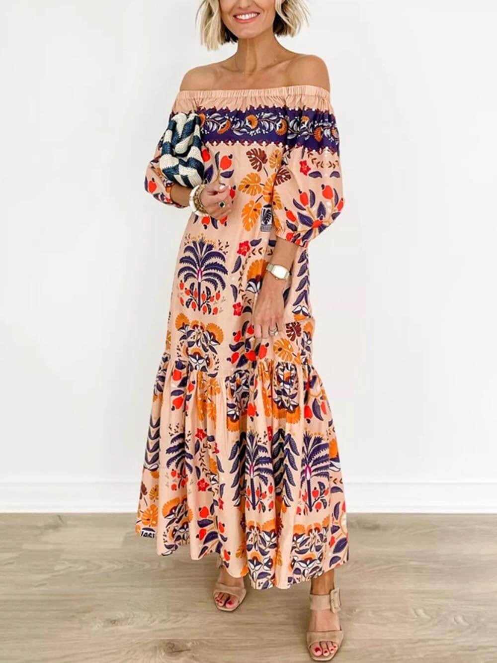 Savanna Bloom Off-Shoulder Dress