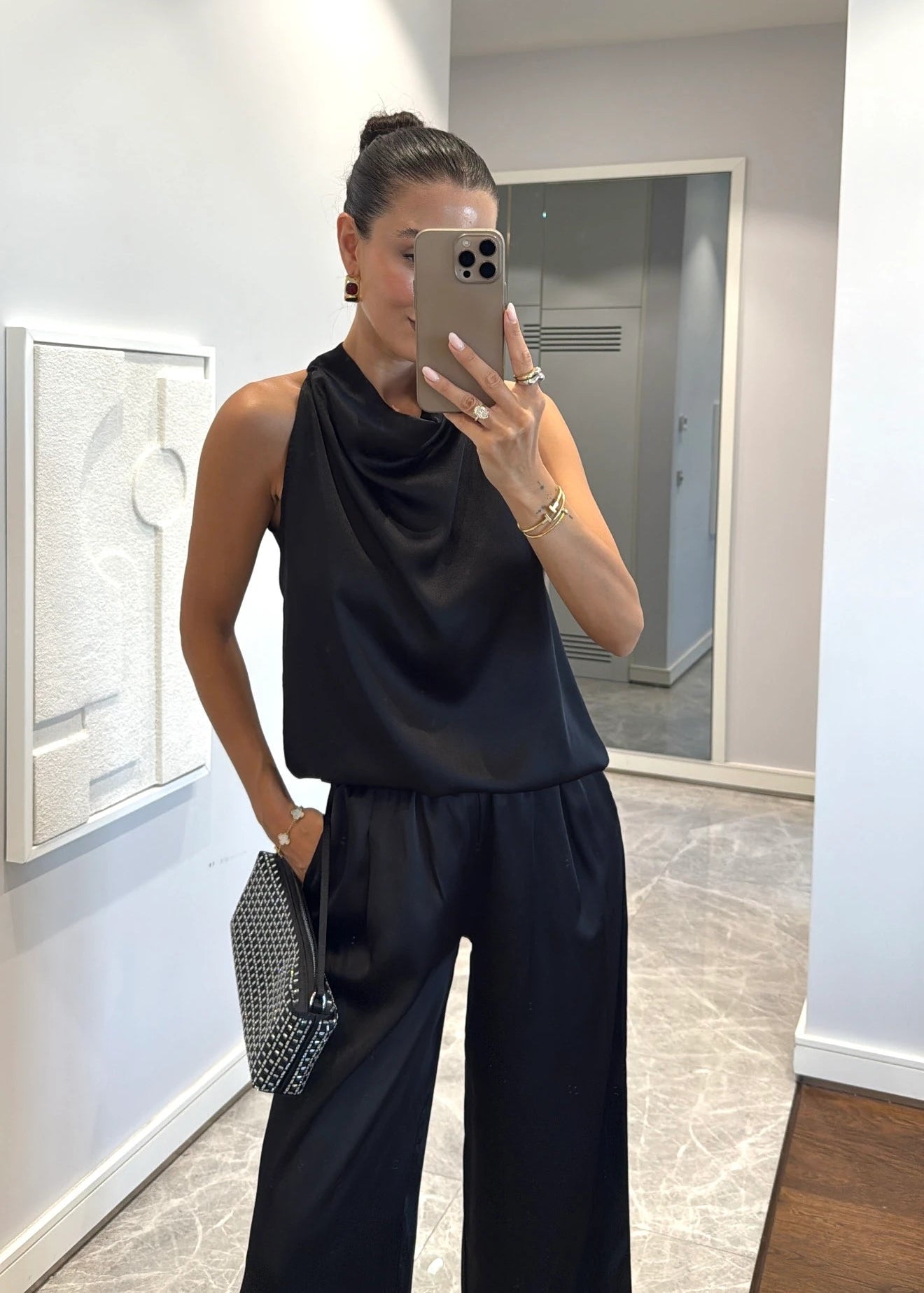 Satin Draped 2 Piece Set