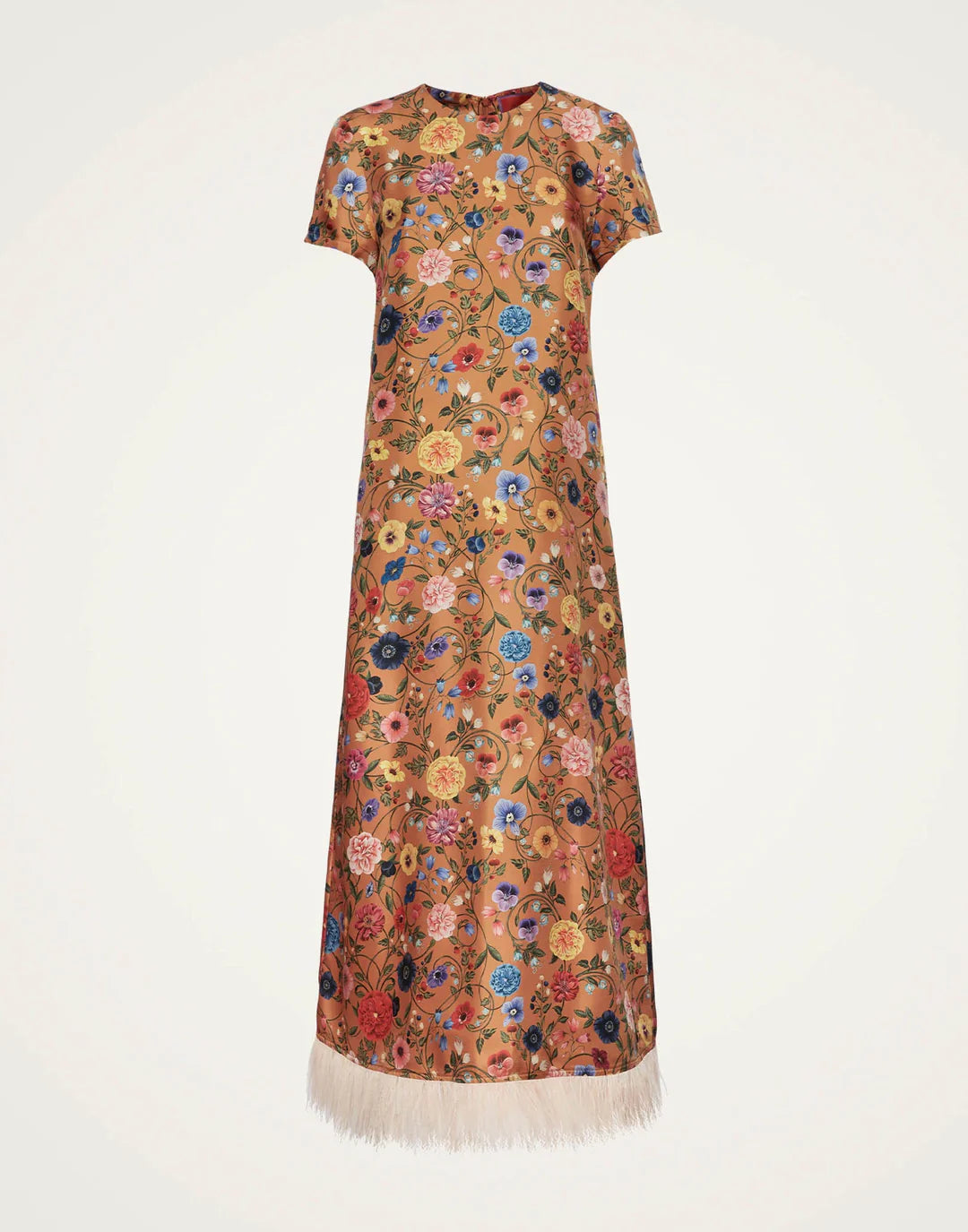 Floral Printed Feather Midi Dress