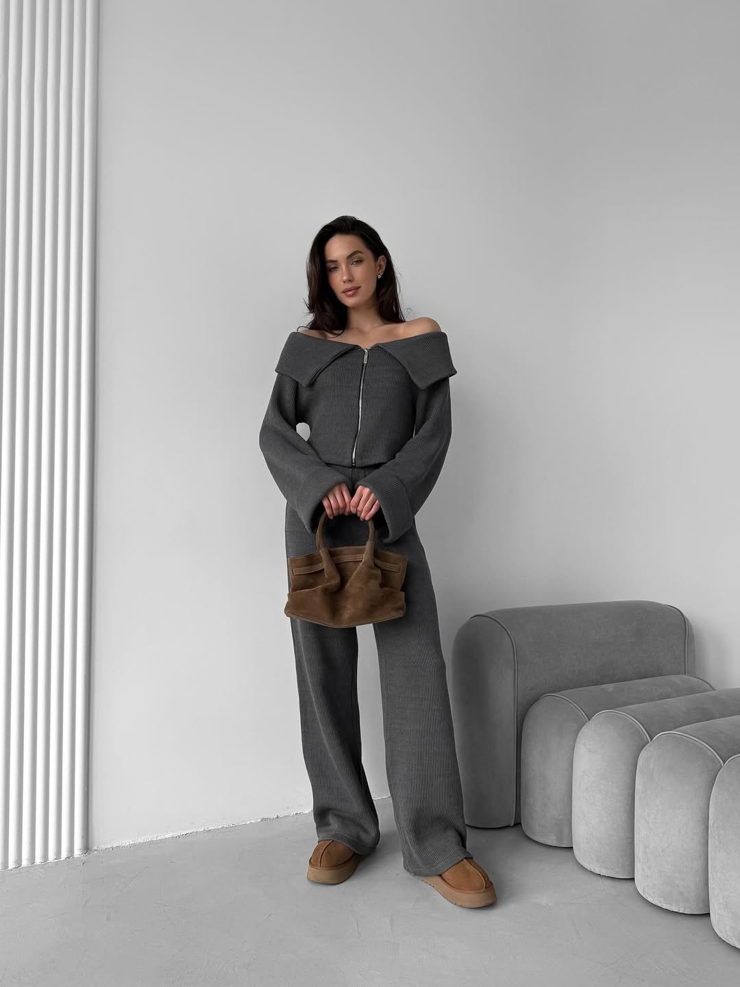 Knit Off Shoulder Lounge Set