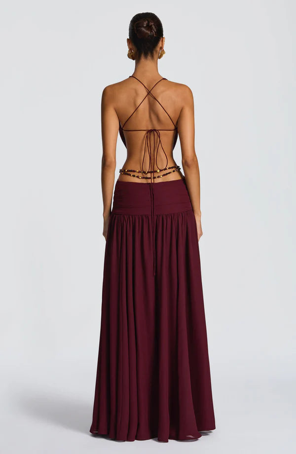 Cherry Lacquer Maxi Dress