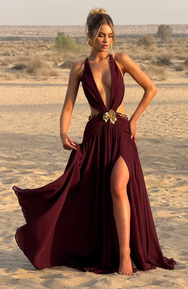 Cherry Lacquer Maxi Dress