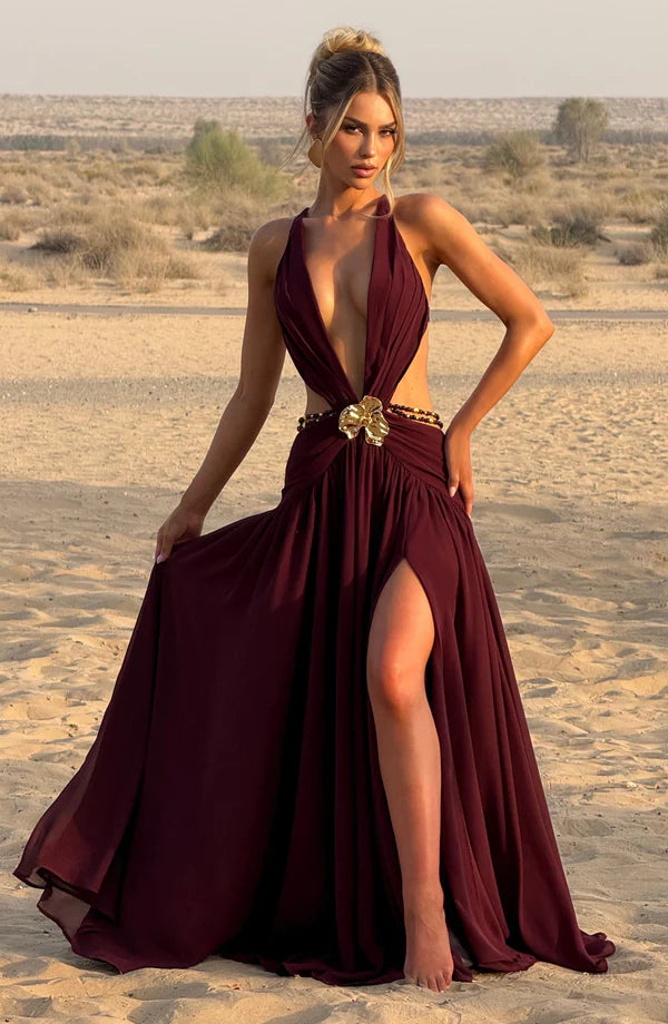 Cherry Lacquer Maxi Dress