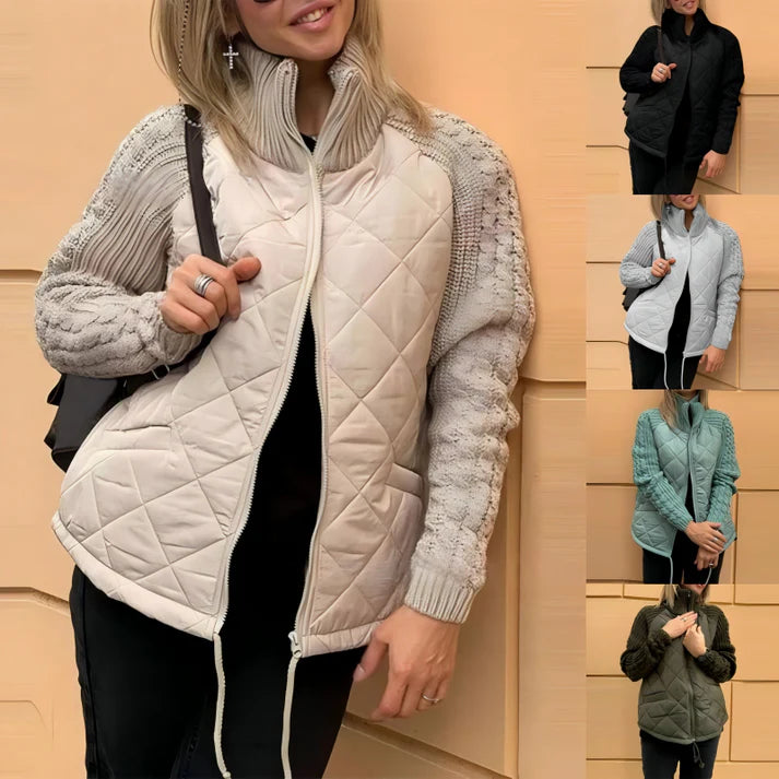 Knitted Patchwork Puffer Jacket