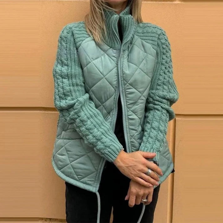 Knitted Patchwork Puffer Jacket