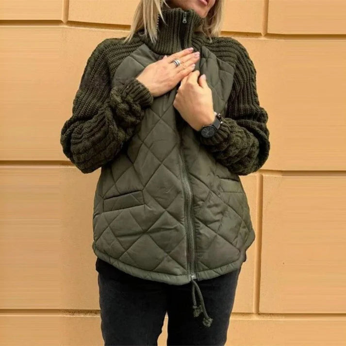 Knitted Patchwork Puffer Jacket