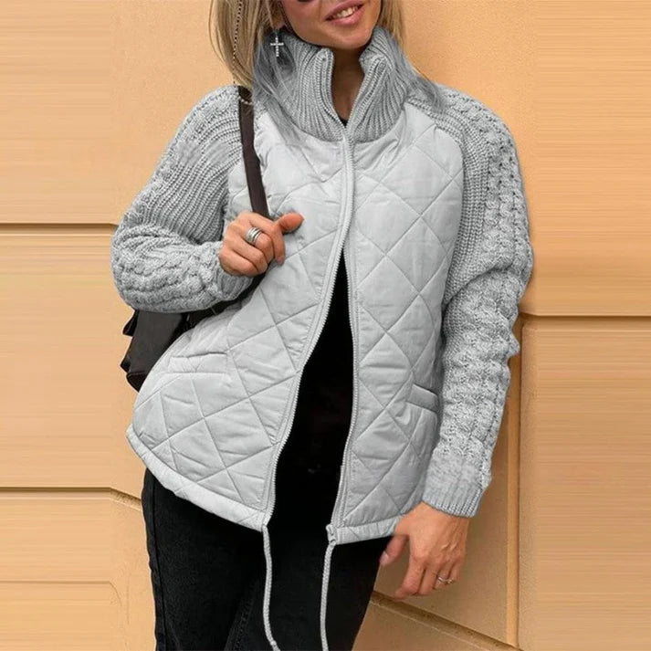 Knitted Patchwork Puffer Jacket