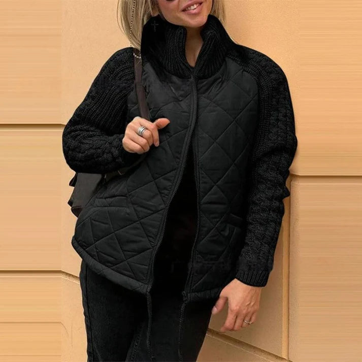 Knitted Patchwork Puffer Jacket