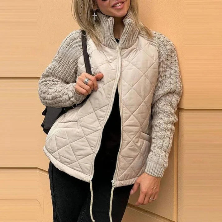 Knitted Patchwork Puffer Jacket