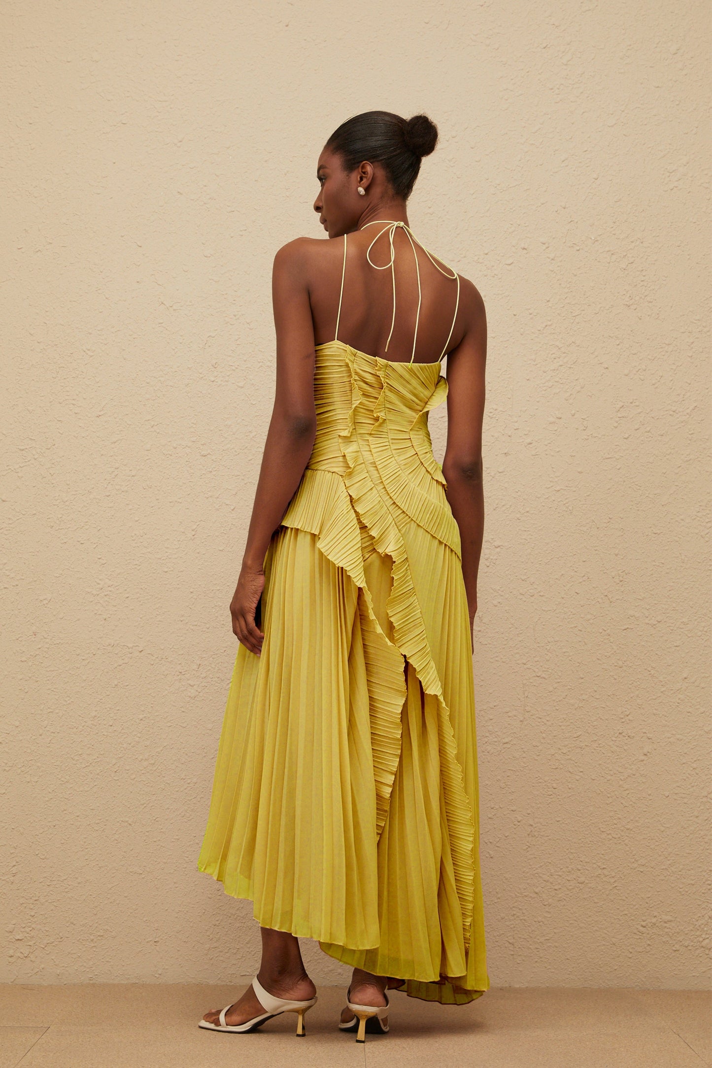 LAVIREA RUFFLED TRIM MIDI DRESS