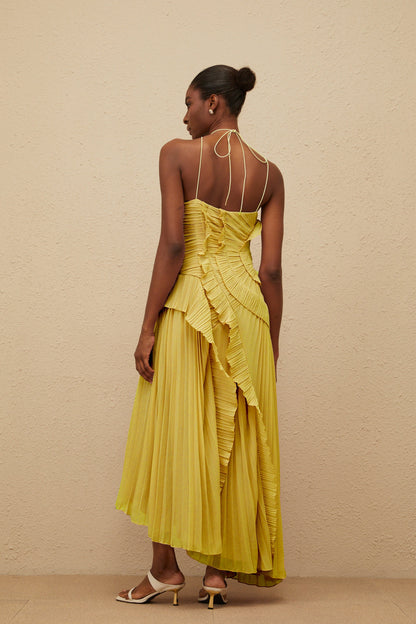 LAVIREA RUFFLED TRIM MIDI DRESS