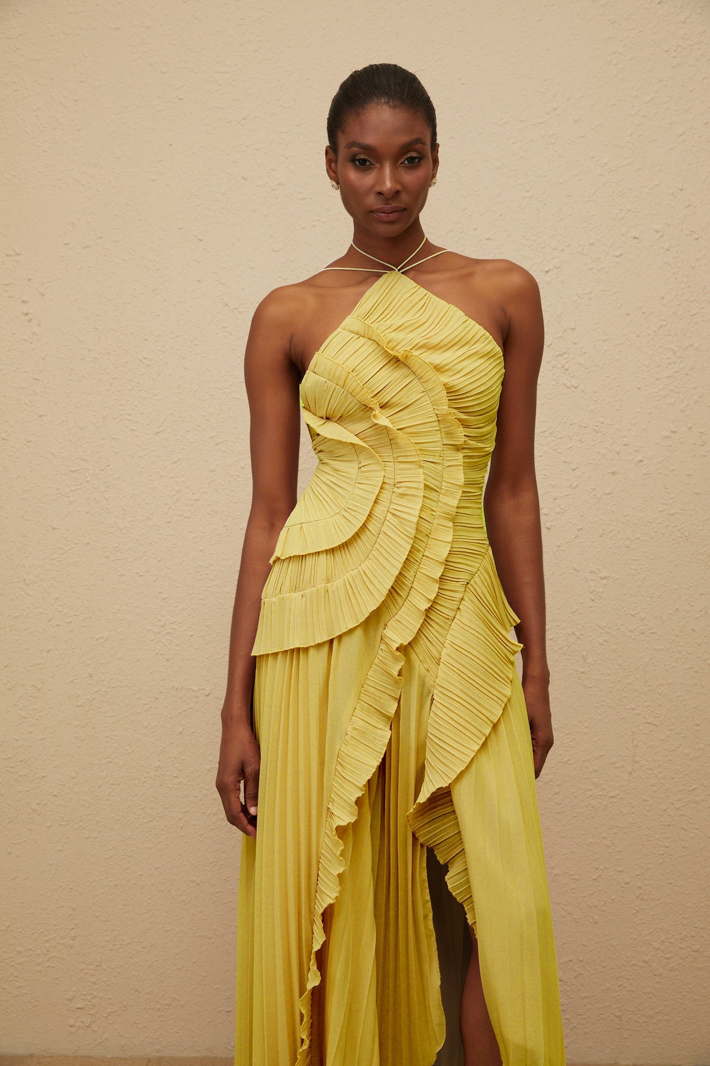 LAVIREA RUFFLED TRIM MIDI DRESS