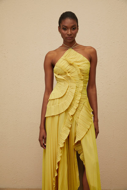 LAVIREA RUFFLED TRIM MIDI DRESS