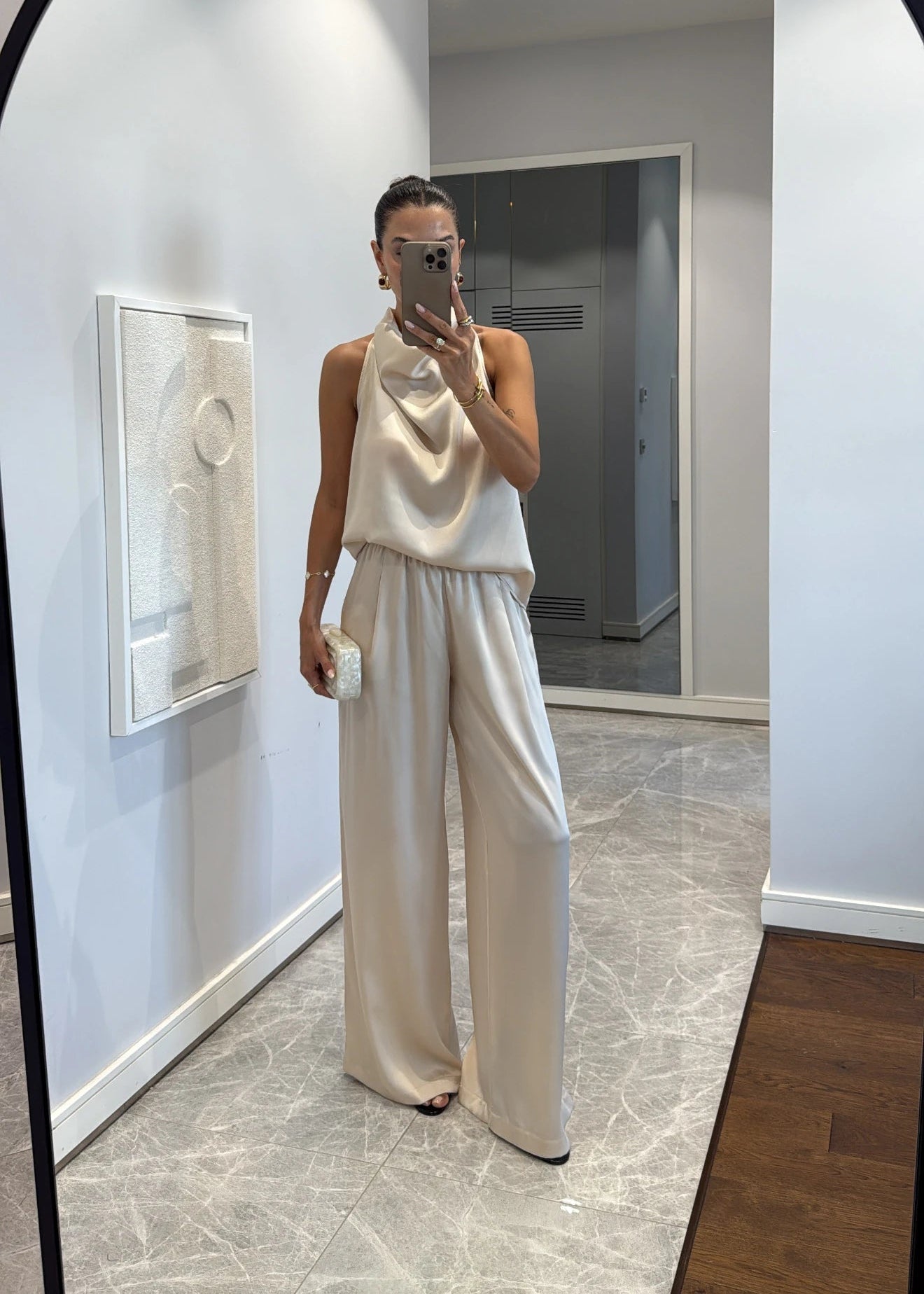 Satin Draped 2 Piece Set