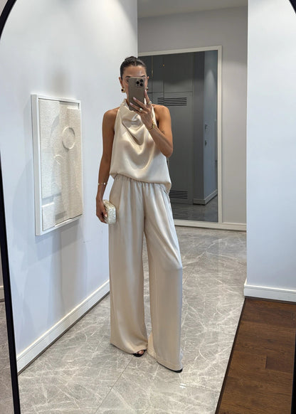 Satin Draped 2 Piece Set