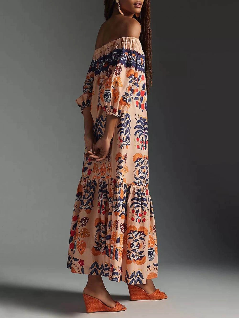 Savanna Bloom Off-Shoulder Dress
