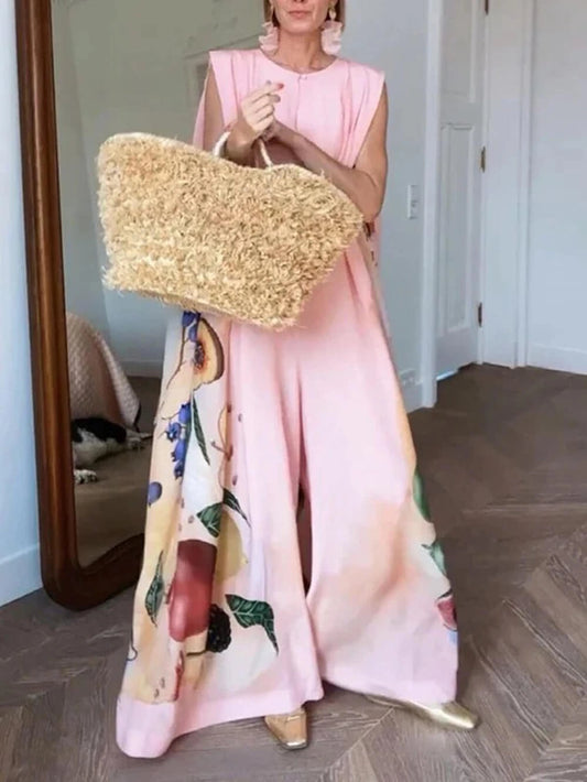 Tropical Pink Wide-Leg Jumpsuit