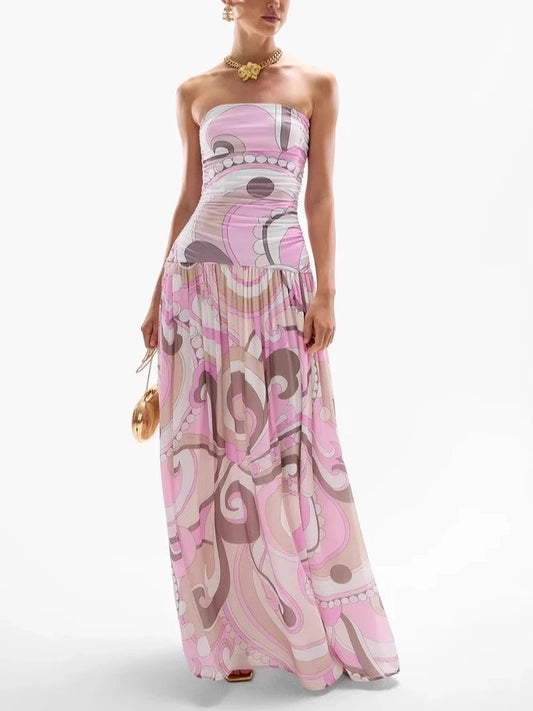 Pink Mirage Strapless Maxi