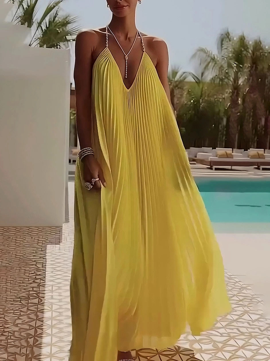 Soleil Pleated Maxi Dress