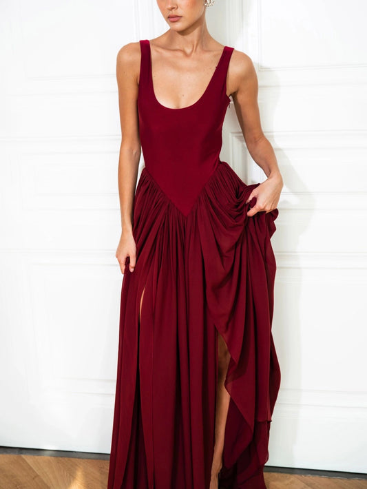 MM | Elegant Sleeveless High Slit Maxi Dress