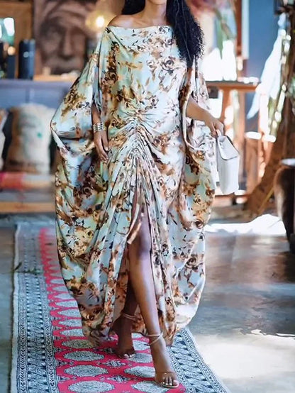 MM | Floral Draped Ruched Maxi Dress