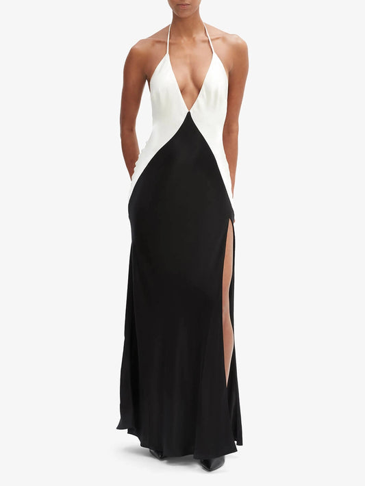 MM | Noir & Ivory Contrast Maxi Dress