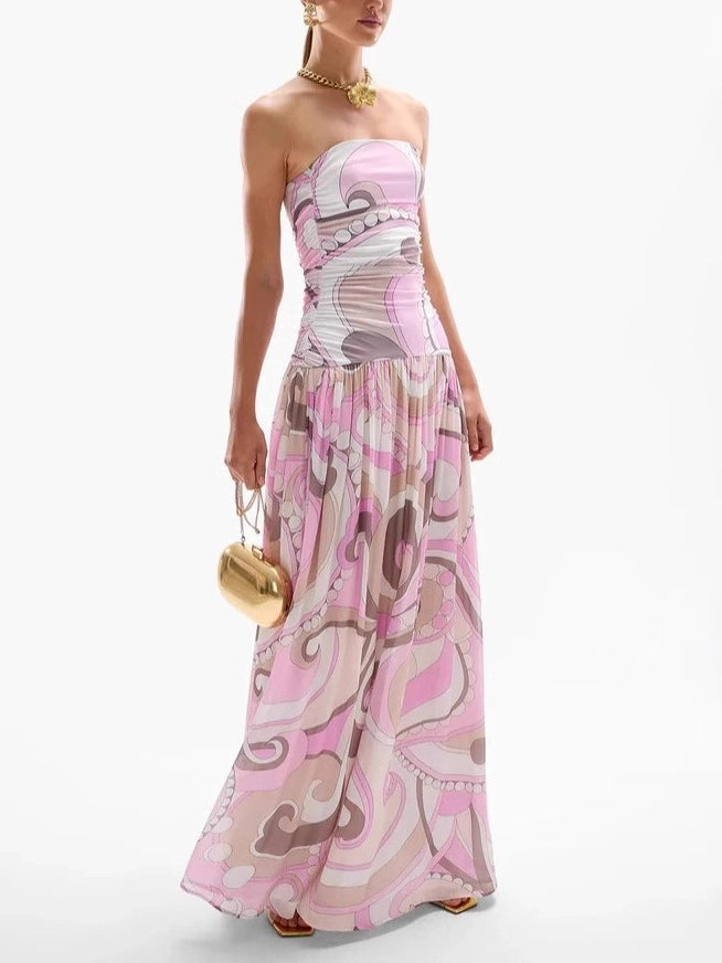 Pink Mirage Strapless Maxi