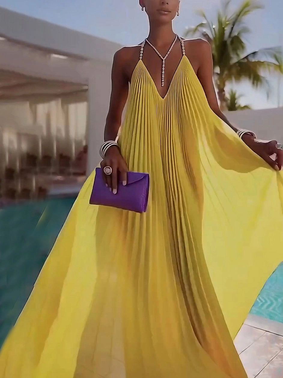 Soleil Pleated Maxi Dress