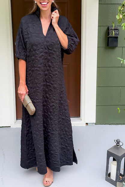 Quilted Jacquard Maxi Dress