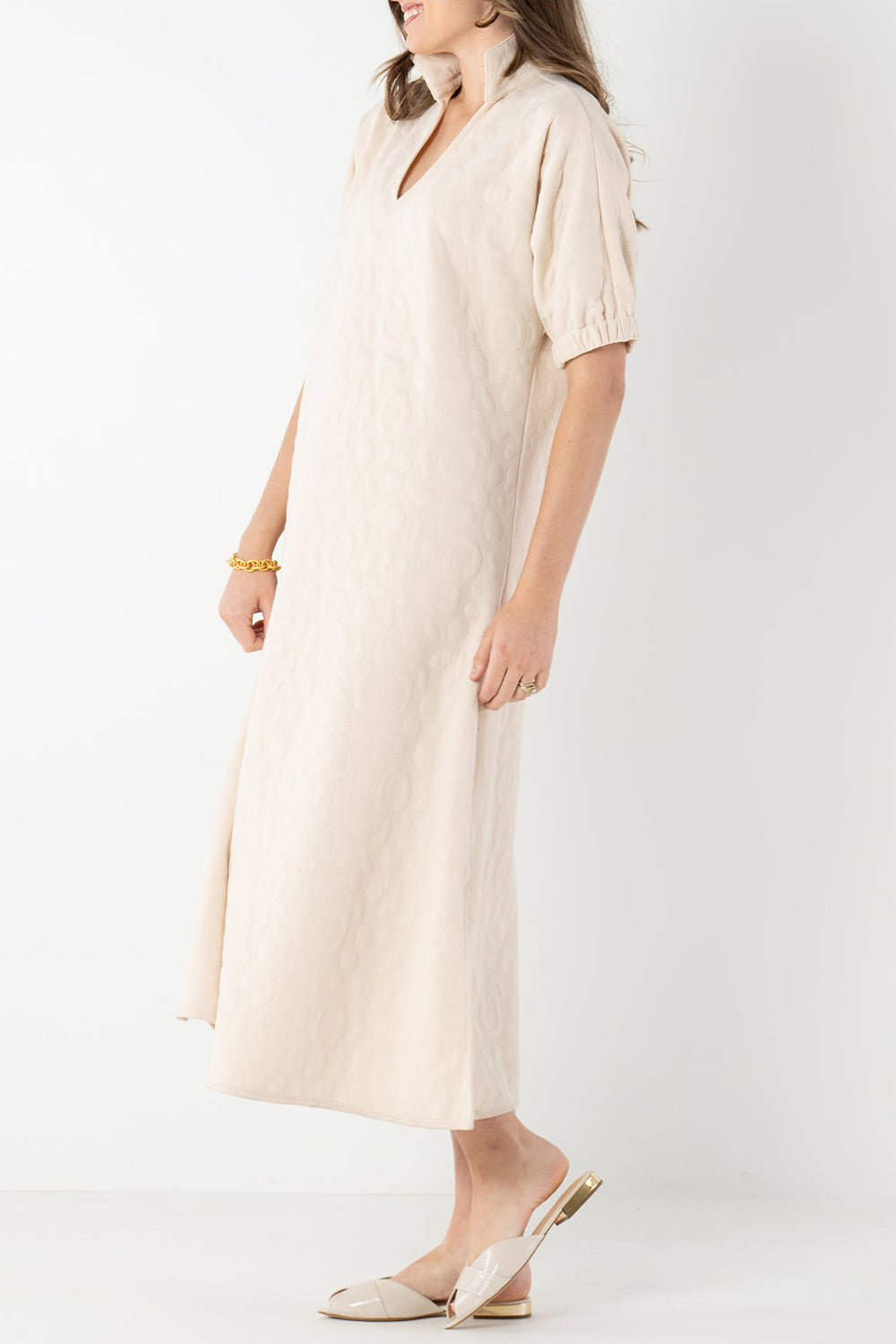 Quilted Jacquard Maxi Dress