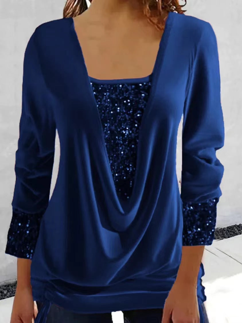 Women’s long-sleeve shirt with sequins