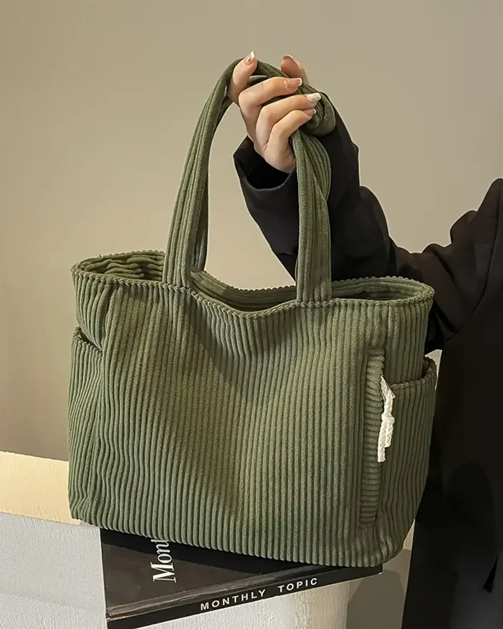 Tilda | Ribbed Tote Bag with Cord Detail
