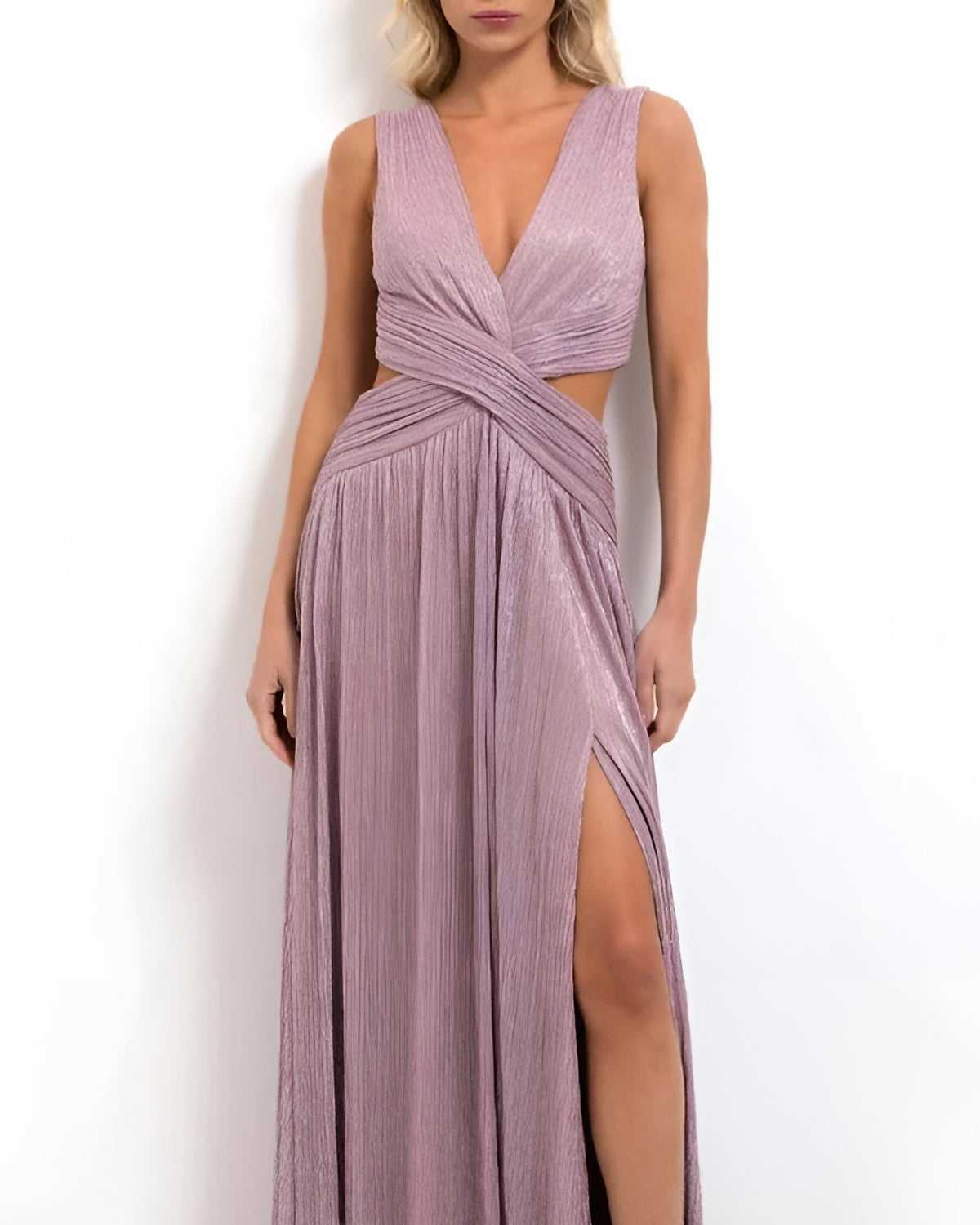 Lurex Plunge Maxi Dress