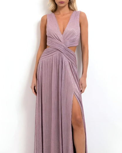 Lurex Plunge Maxi Dress