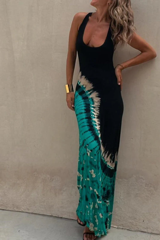 Sky Tie-dye-print Maxi Dress