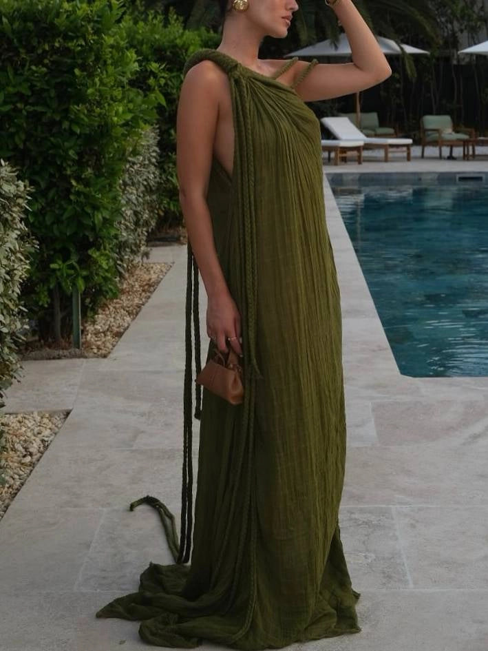 Olive Muse Draped Maxi