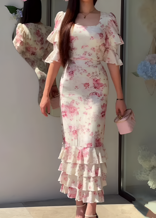 Blush Garden Midi Dress