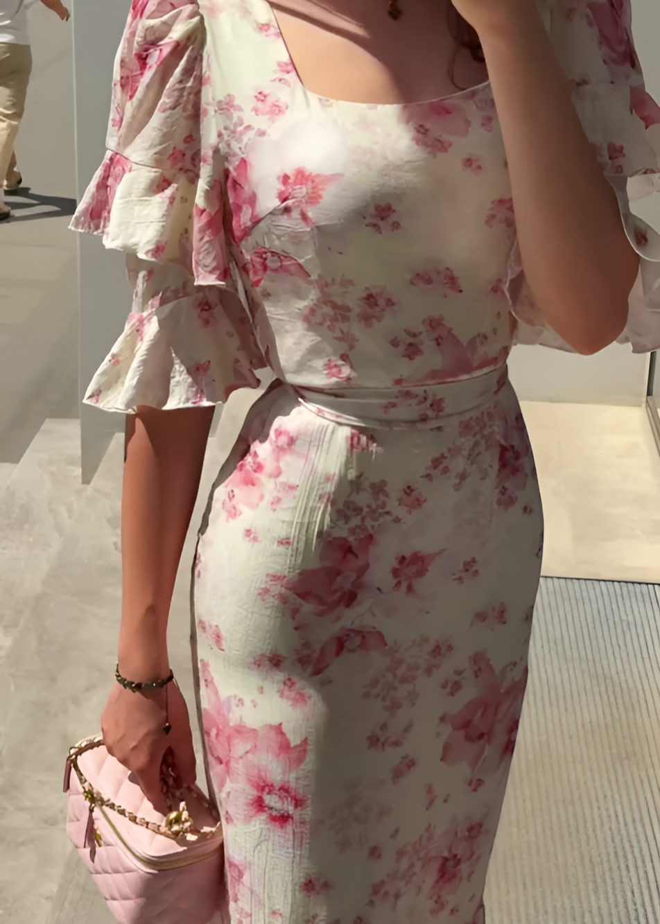 Blush Garden Midi Dress