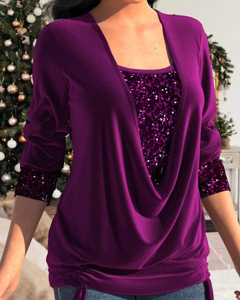 Women’s long-sleeve shirt with sequins