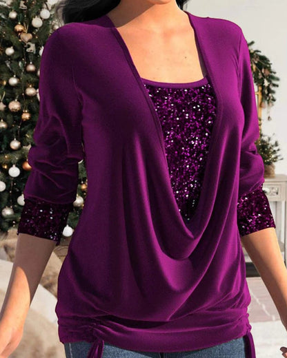 Women’s long-sleeve shirt with sequins