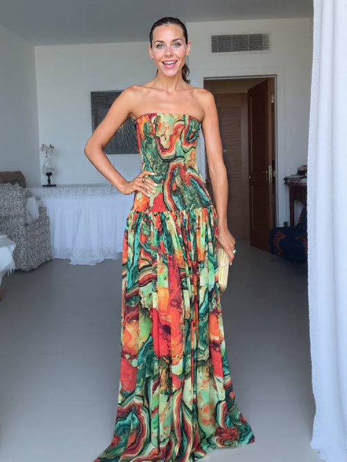 Tropical Marble Maxi Dress
