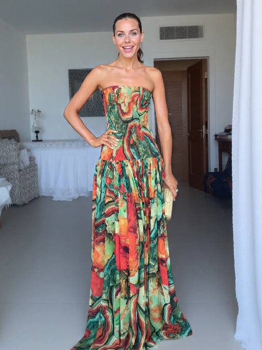 Tropical Marble Maxi Dress
