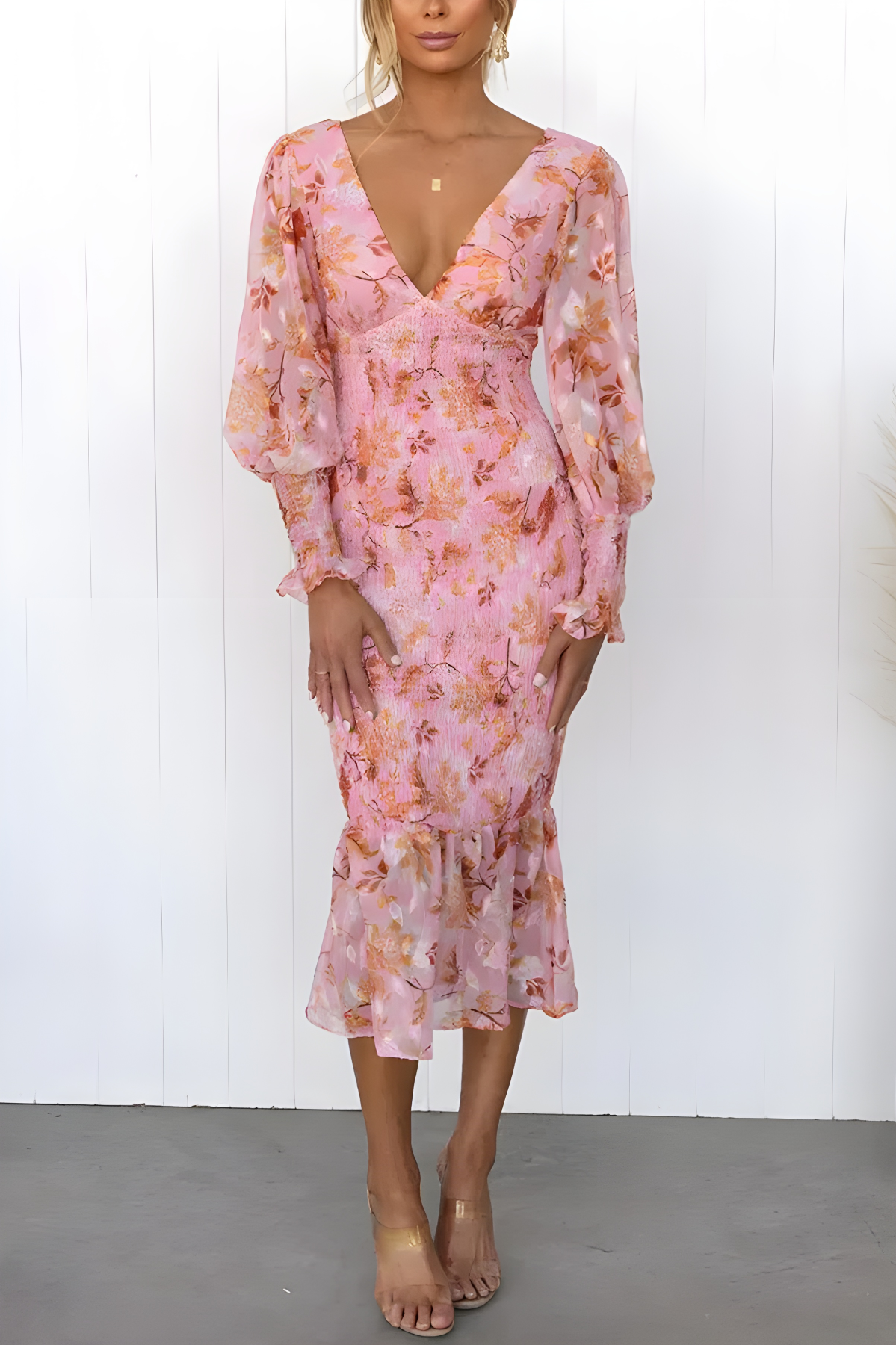 Garden Floral Smocked Midi Dress