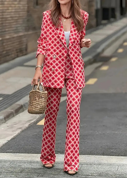 Retro Chic Pink Geometric Print Set