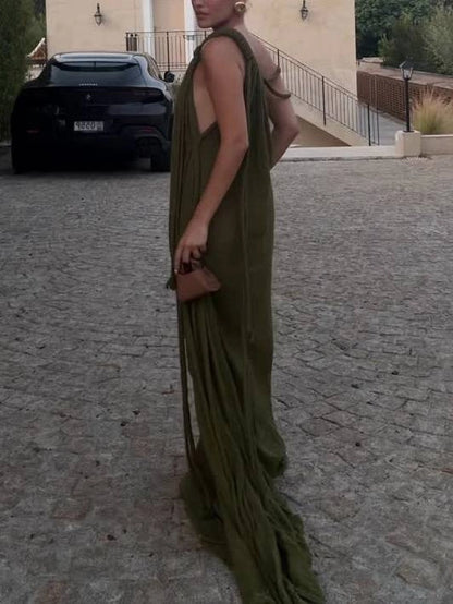 Olive Muse Draped Maxi
