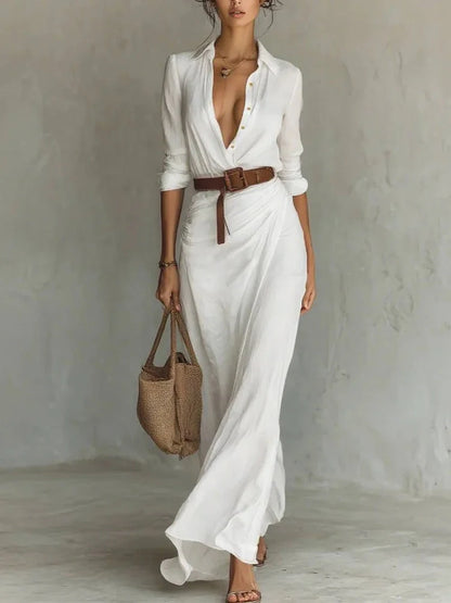 MM | Lapel-Wrap Maxi Dress