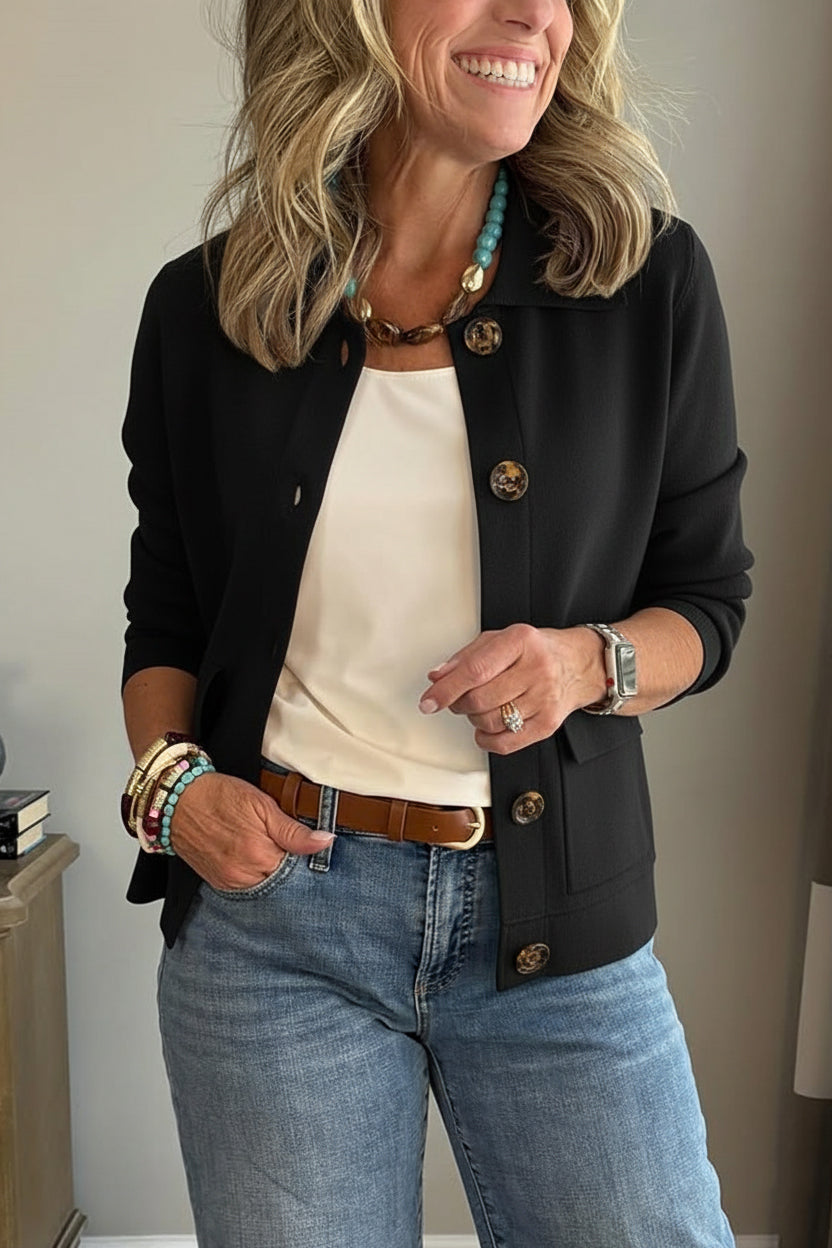 Casual Lapel Pocket Solid Color Jacket