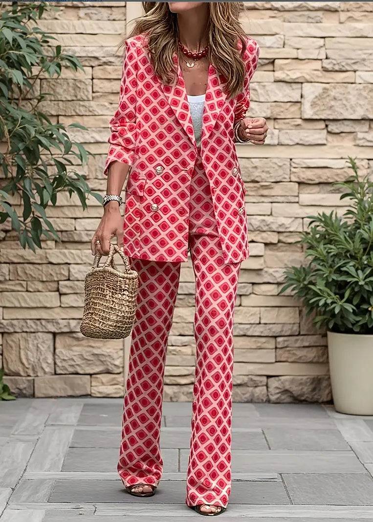 Retro Chic Pink Geometric Print Set