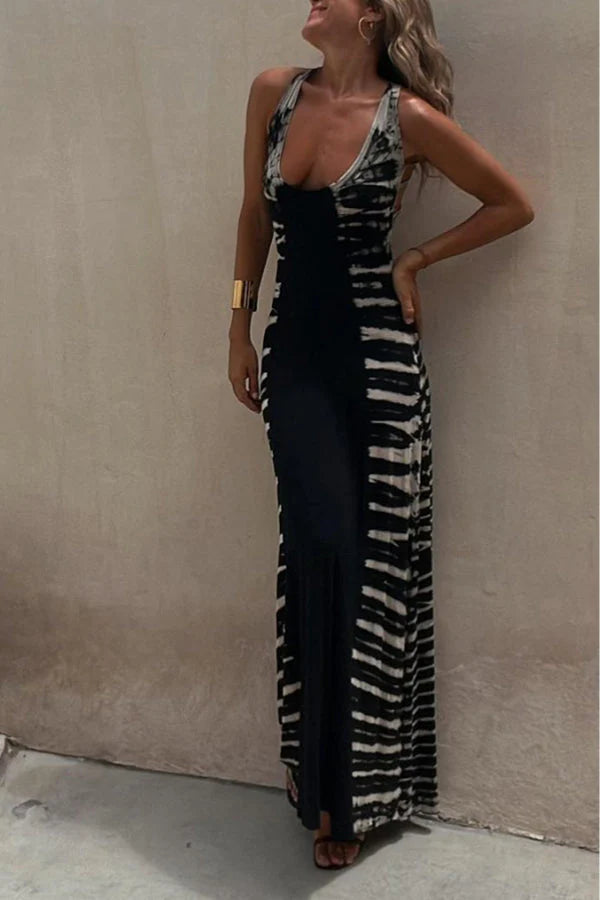 Sky Tie-dye-print Maxi Dress