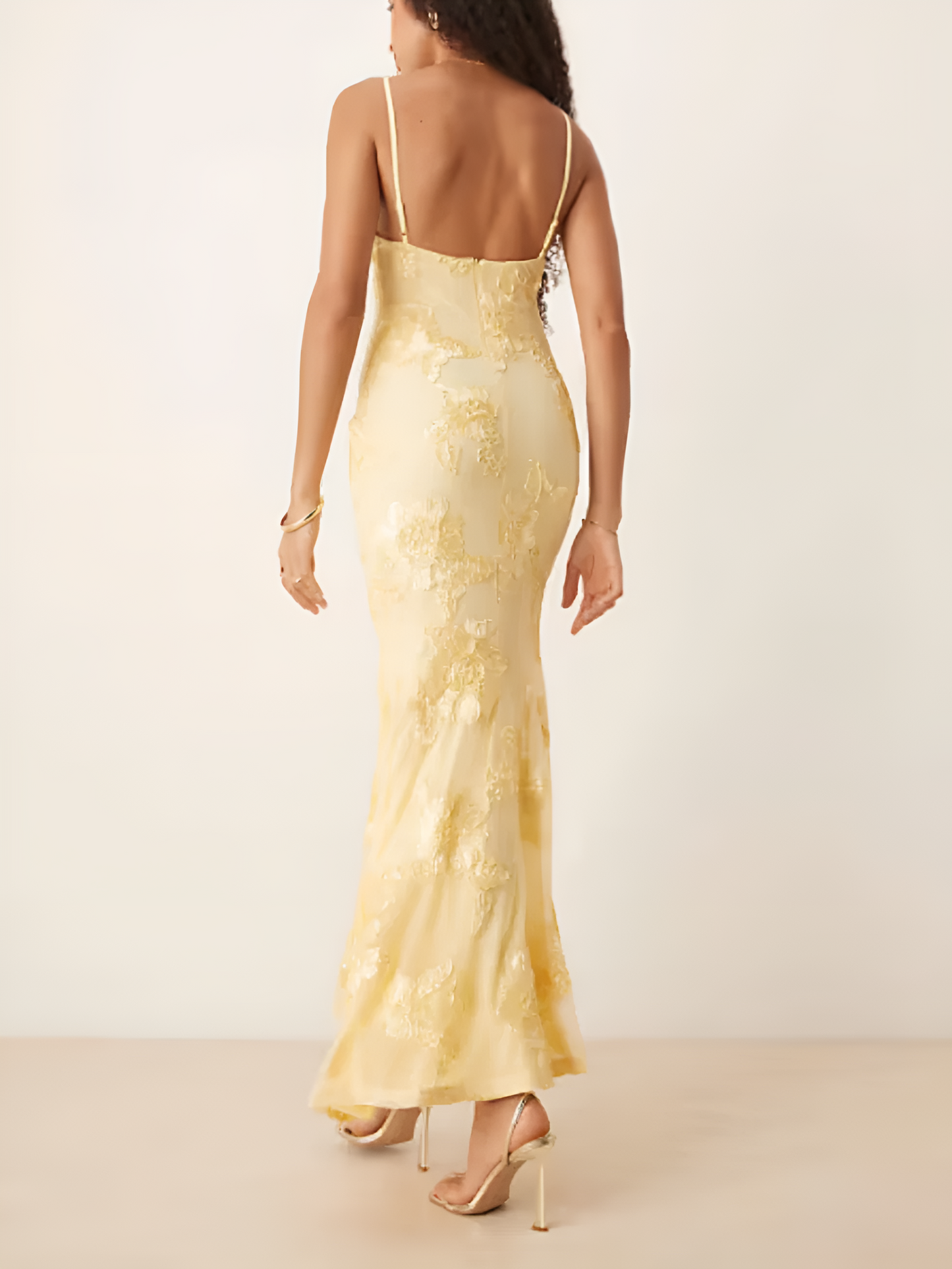 Yellow Jacquard Maxi Dress